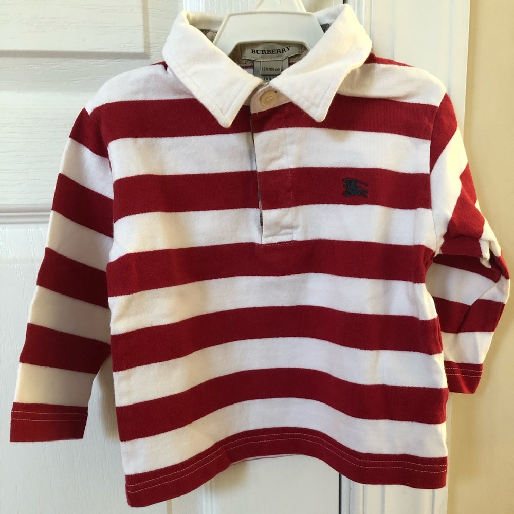 12M Burberry Long-Sleeve Polo